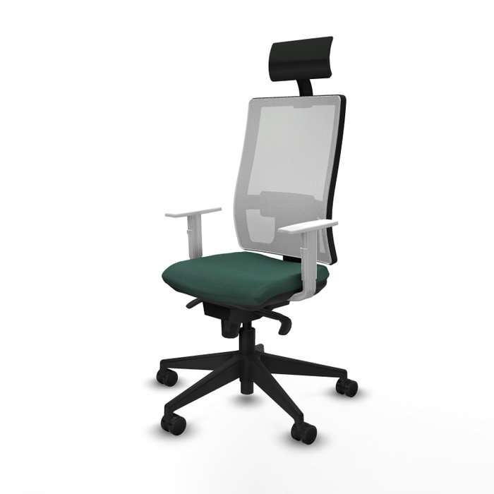 PIQUERAS Y CRESPO Silla de oficina Horna con mecanismo Sincro, Verde botella y Blanco PIQUERAS Y CRESPO Silla de oficina Horna con mecanismo Sincro, Verde botella y Blanco