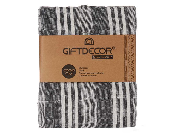 GIFTDECOR Multiusos Rayas Gris Oscuro 235x205cm
