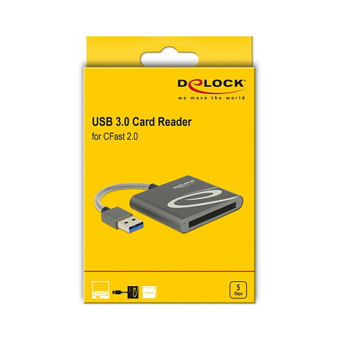 DeLOCK Lector de Tarjetas USB 3.0, 91525, Compatible con CFast 2.0, XQD, Gris, Aluminio, USB 3.2 Gen 1, Velocidad 480 Mbit/s DeLOCK Lector de Tarjetas USB 3.0, 91525, Compatible con CFast 2.0, XQD, Gris, Aluminio, USB 3.2 Gen 1, Velocidad 480 Mbit/s