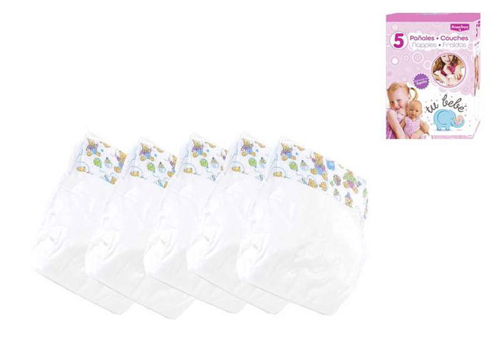 Pañales Blancos de Celulosa en Caja – Pack de 5 Unidades – Ideal para Niños a partir de 36 meses