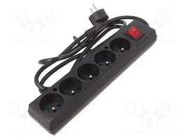 JONEX Prolongador de alimentación con interruptor, 1,5m, negro