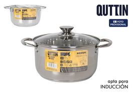 Inde Cacerola 26 cm (8L) Acero Inoxidable con Tapa "New Neron" Qt 37x27.5x15cm (4 Unidades)