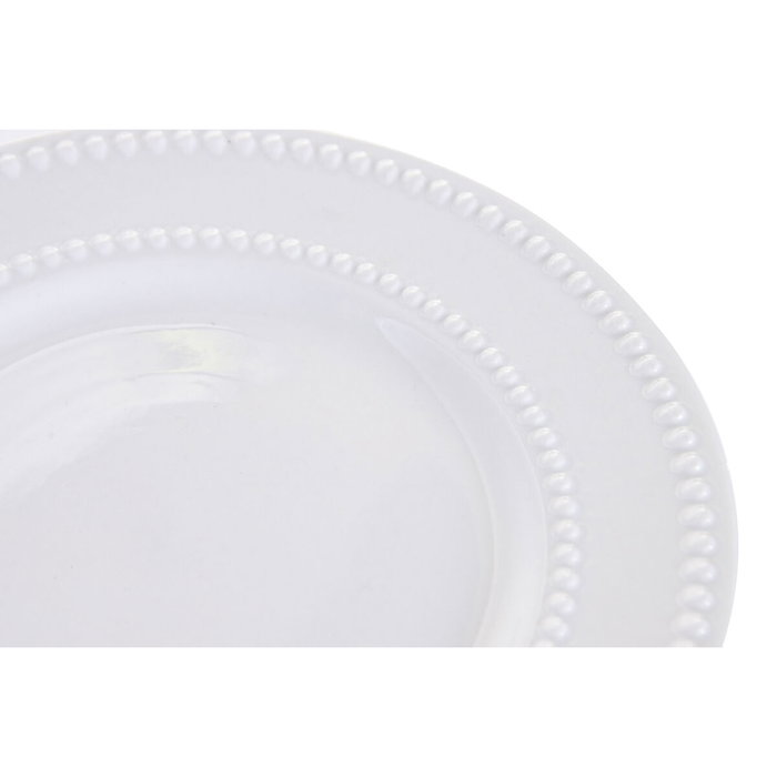 DKD Home Decor Set de Vajilla Perla de Porcelana con Relieve, 18 Piezas