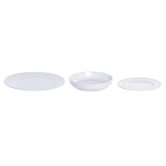 DKD Home Decor Set de Vajilla Perla de Porcelana con Relieve, 18 Piezas