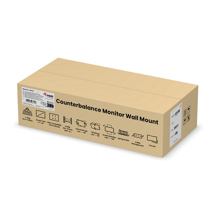 EQUIP Soporte de Monitor 17"-32" para 2 Pantallas TFT, Giro 180°, 2 Brazos Articulados, Capacidad 9Kg, Color Negro EQUIP Soporte de Monitor 17"-32" para 2 Pantallas TFT, Giro 180°, 2 Brazos Articulados, Capacidad 9Kg, Color Negro