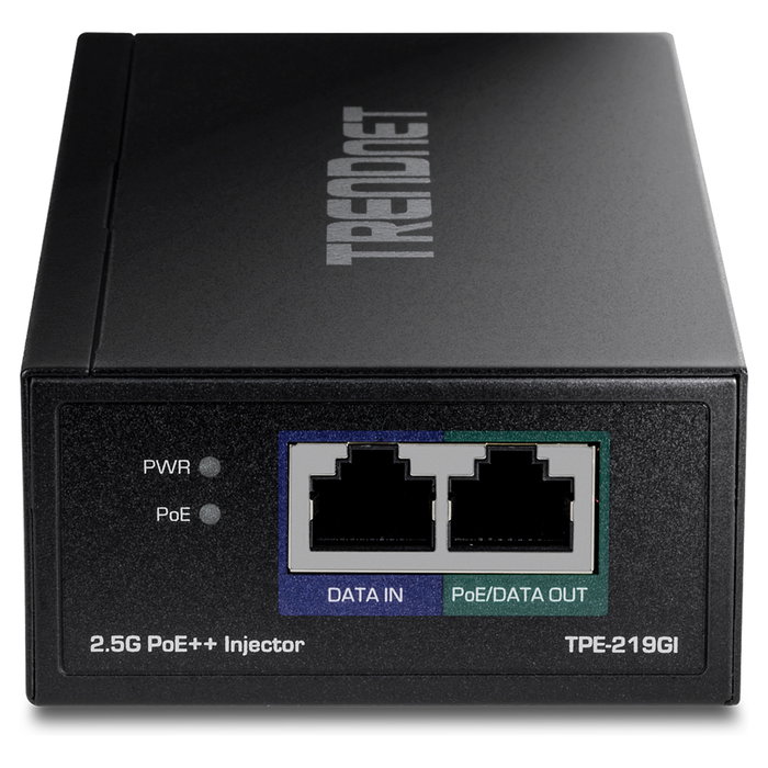 TRENDnet TPE-219GI Inyector PoE++ de 2.5 Gigabit Ethernet, 90 W de Potencia PoE, Negro, IEEE 802.3/af/at/bt/bz/ab/u, Certificado CEFCC/ETL