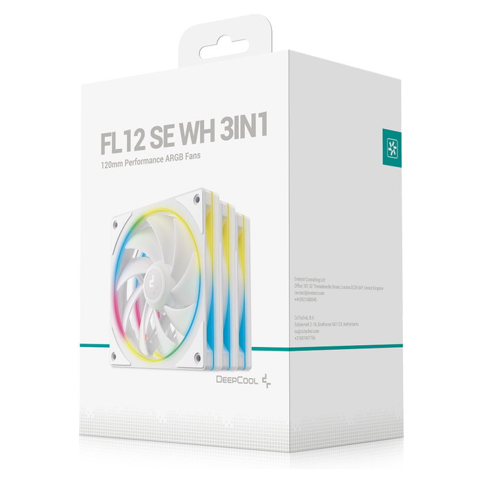 DeepCool FL12R SE WH Pack 120mm ARGB PWM Ventilador 3 Unidades Blanco