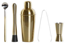 DKD Home Decor Coctel Loft Set de 5 Piezas Dorado Inox 8 x 21 x 8 cm Capacidad 500ml