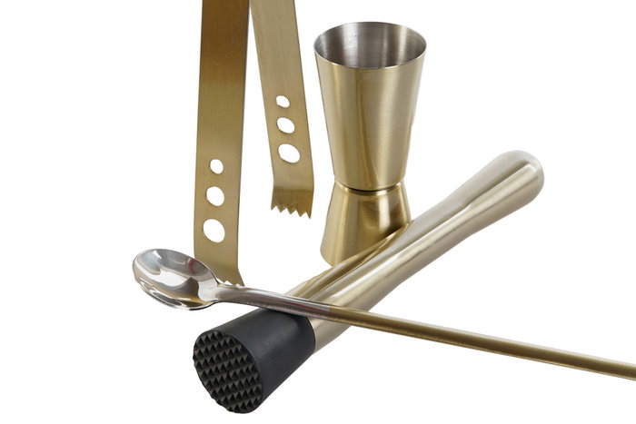 DKD Home Decor Set de Coctelería de 5 Piezas en Inox Dorado