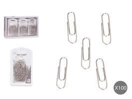 Pincello Set 100 Clips Silver Pequeños Metal 7 x 10 x 1.5 cm (Set de 24)