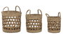 DKD Home Decor Set de 3 Cestas de Seagrass Natural