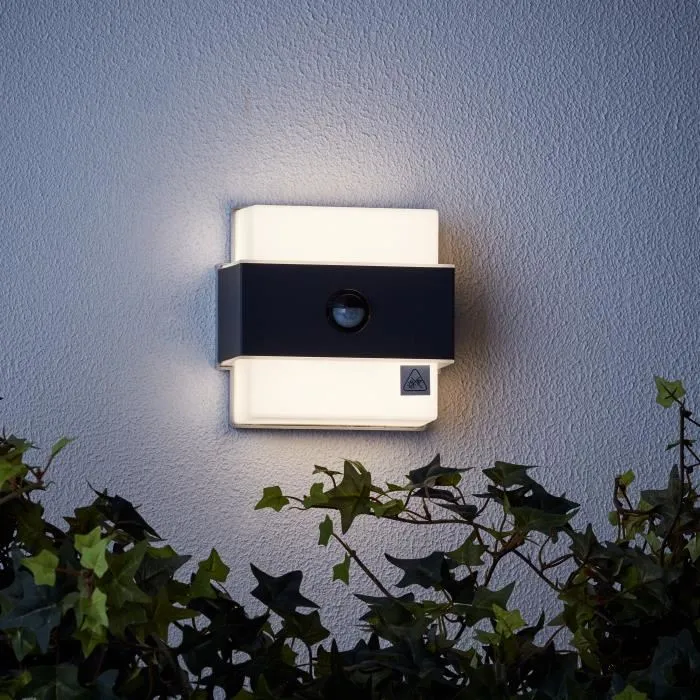 Brilliant Aplique Exterior ARCHIE Sensor LED 7W 650lm Negro Mate Metal IP44