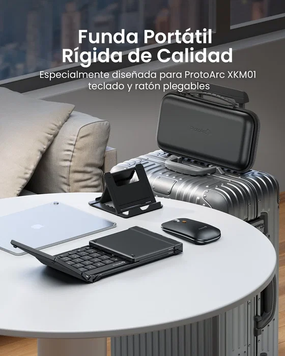ProtoArc XKM01 Teclado Plegable con Teclado Numérico y Ratón Negro