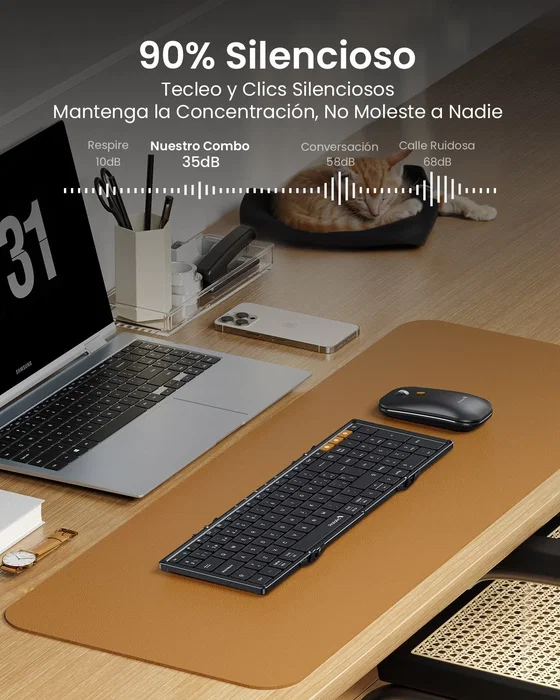 ProtoArc XKM01 Teclado Plegable con Teclado Numérico y Ratón Negro