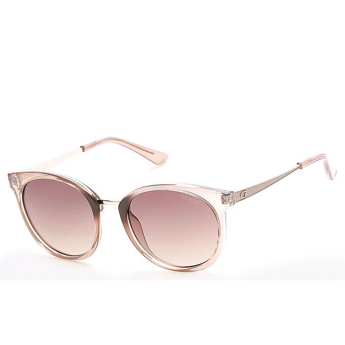 Guess Gafas Gafas de Sol GU7459 57F Mujer Redondas Montura Beige Brillante Cristal Marrón Degradado 140 mm