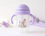 KioKids Taza de Aprendizaje Step 3 con Asas y Pajita Contrapesada, Conejo Lavanda, 300 ml, Colección Little Sauvages