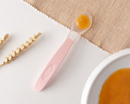 KioKids Cuchara Bebé Step 2 en Silicona Rosa Claro +6 meses