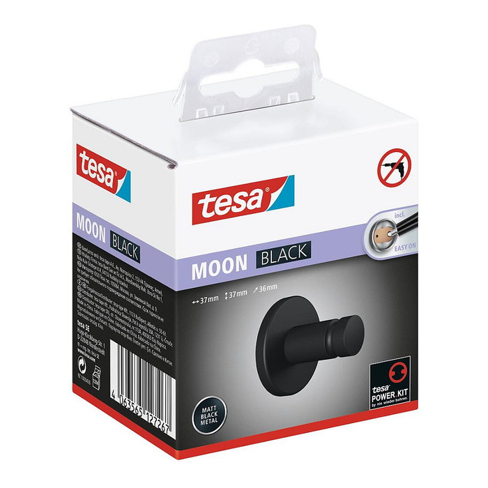 Tesa Gancho toallero MOON BLACK negro mate