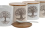 DKD Home Decor Azucarero de Gres Árbol de la Vida, Pack de 4 unidades