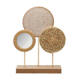 DKD Home Decor Decoración Madera Espejo 28x7x36 Natural