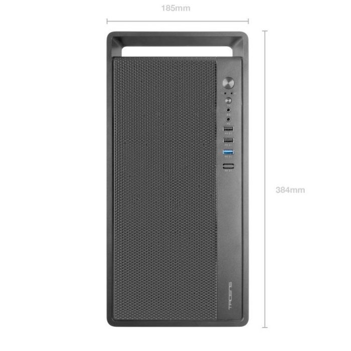 Tacens 2FORTISII Caja Ordenador MicroATX Mini Torre Gris, Frontal Malla Completa, Asa Transporte, GPU 235mm, Ventilador 120mm FDB, USB 3.0, 4 Ranuras, para Placas MicroATX/Mini-ITX