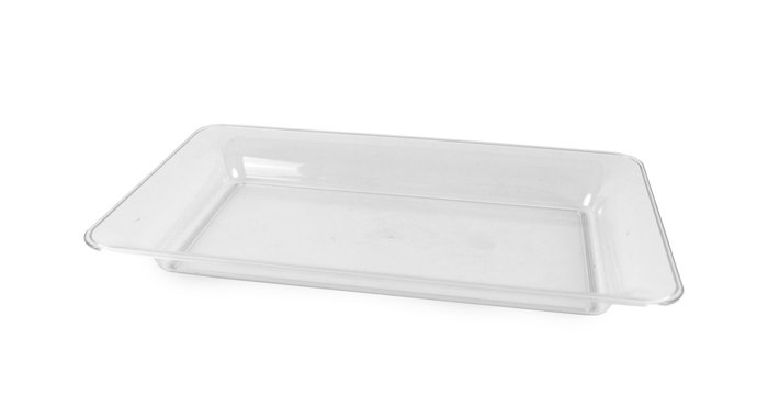 Algon Bandeja de PS (Poliestireno) Rectangular Transparente para Hostelería, 36 x 23 cm (18 Unidades)