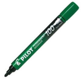 PILOT SC 100 Rotulador Permanente Verde Punta Cónica, Pack de 12