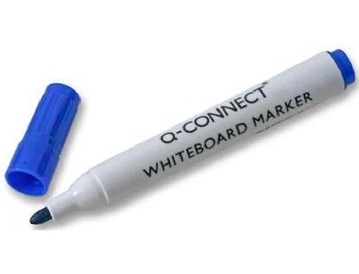 Q-connect Rotulador para Pizarra Blanca, Punta Redonda, Color Azul, Trazo 3 mm