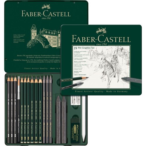 FABER-CASTELL Caja metálica de 19 piezas Pitt Grafito FABER-CASTELL Caja metálica de 19 piezas Pitt Grafito