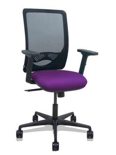 PIQUERAS Y CRESPO Silla Zulema con Mecanismo Sincro, Respaldo de Malla Negro y Asiento Morado PIQUERAS Y CRESPO Silla Zulema con Mecanismo Sincro, Respaldo de Malla Negro y Asiento Morado