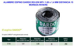 Alambre de Espino Dardo 250m 1,60 x 1,4mm
