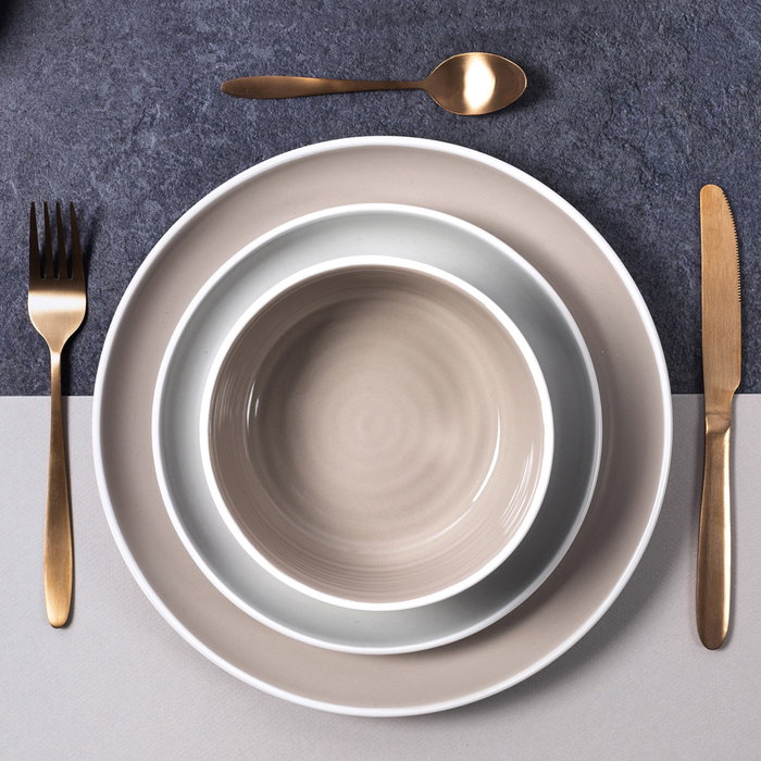 Home Deco Factory Bol Cerámica 600 Ml Beige Bicolor