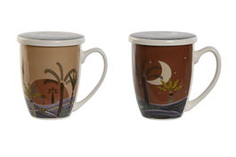 DKD Home Decor Tazas para Infusiones Calima 2023, Pack de 2, Surtido de Colores