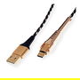 ROLINE 11.02.8920 Cable USB 2.0 USB-A a USB-C de Sincronización y Carga de 1 m, Negro/Oro
