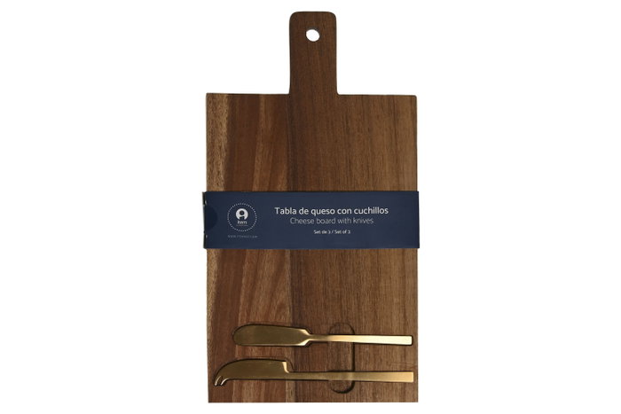 DKD Home Decor Set de 3 Tablas de Cortar de Acacia e Inox para Queso 38x20x1,5 cm DKD Home Decor Set de 3 Tablas de Cortar de Acacia e Inox para Queso 38x20x1,5 cm