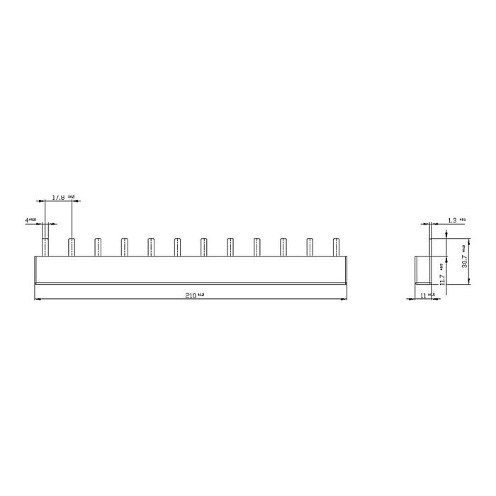 Siemens Stiftsammelschiene 4x3-phasig 5ST3645