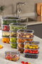 Hermia SYBOX16LIKRSK Cajas de Almacenamiento de Plástico, Set de 16 Piezas, Color Antracita, para Cocina