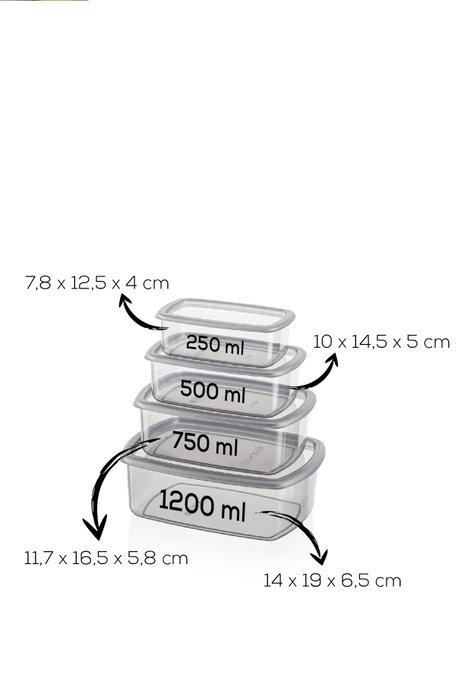 Hermia SYBOX16LIKRSK Cajas de Almacenamiento de Plástico, Set de 16 Piezas, Color Antracita, para Cocina