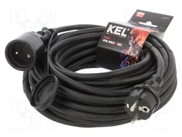 KEL Prolongador de alimentación H05RR-F 3G2,5mm2 15m Negro