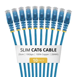 StarTech.com Paquete de 10 Cables de Red CAT6 Slim 25cm Azul