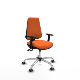PIQUERAS Y CRESPO Silla de oficina Elche Naranja con mecanismo Asincro, Brazos 1D y Base cromada