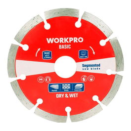 Workpro Disco diamantado segmentado Basic Ø180 x 25,4 mm - Corte seco/húmedo para cerámica, piedra, hormigón, ladrillo - Cuerpo acero 65mn