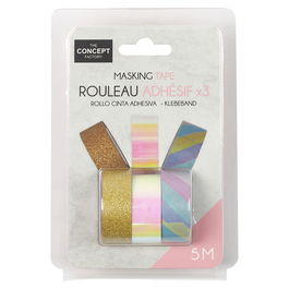 The Concept Factory Juego De 3 Rollos Cinta Adhesiva Rainbow 8x1,5 cm; h.5 cm