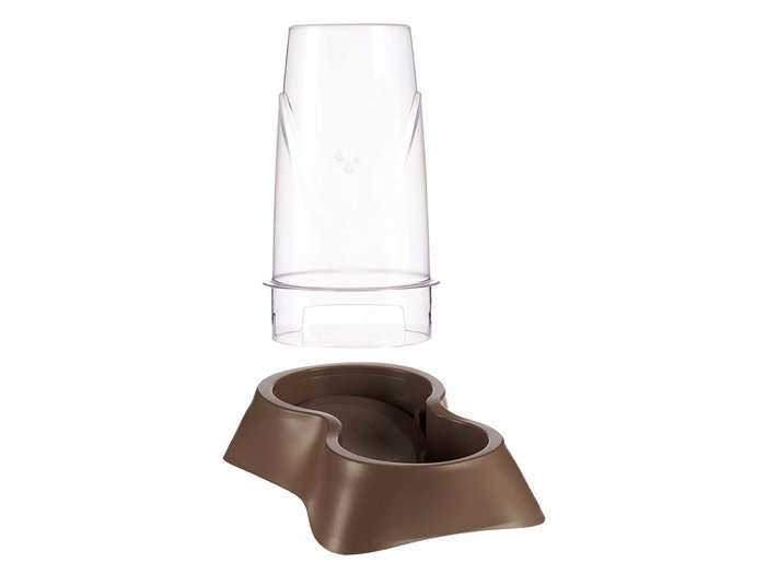 Mascao Comedero Bebedero con Reserva Plástico Beige Transparente Antideslizante 0.65L 12.5x18x19cm (Set de 12)