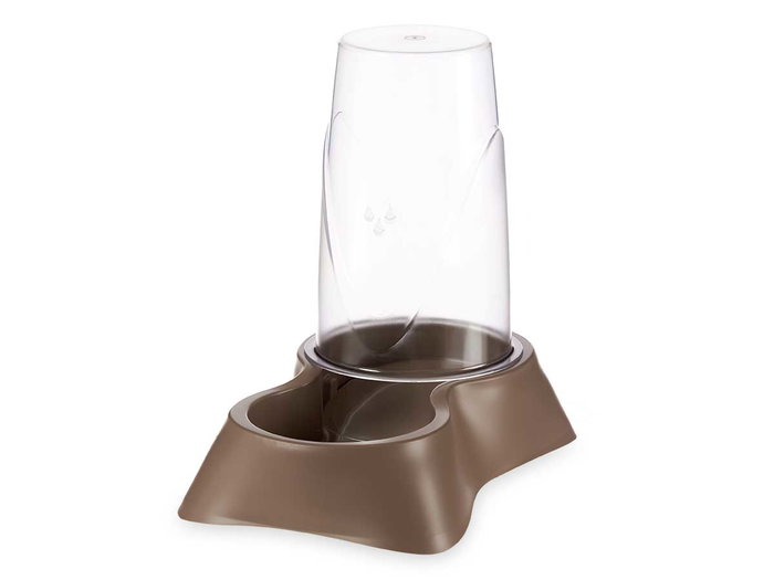 Mascao Comedero Bebedero con Reserva Plástico Beige Transparente Antideslizante 0.65L 12.5x18x19cm (Set de 12)