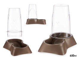 Mascao Comedero Bebedero con Reserva Plástico Beige Transparente Antideslizante 0.65L 12.5x18x19cm (Set de 12)