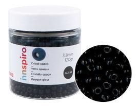 Innspiro Rocalla de Vidrio Redonda Negro Opaco 3,8mm 120g