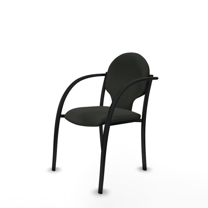 PIQUERAS Y CRESPO Silla Hellín tapizada en tela negra con brazos fijos PIQUERAS Y CRESPO Silla Hellín tapizada en tela negra con brazos fijos