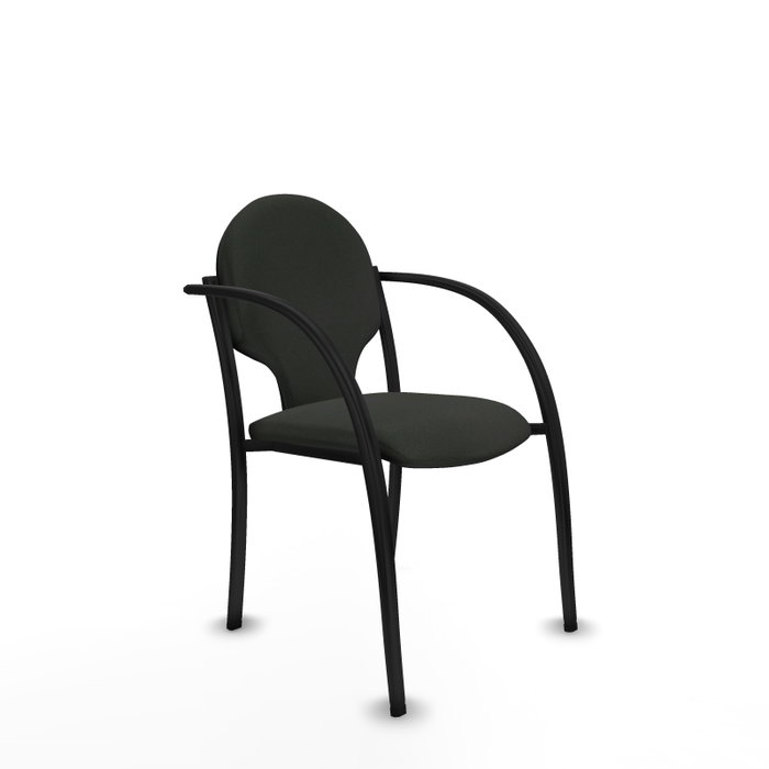 PIQUERAS Y CRESPO Silla Hellín tapizada en tela negra con brazos fijos PIQUERAS Y CRESPO Silla Hellín tapizada en tela negra con brazos fijos