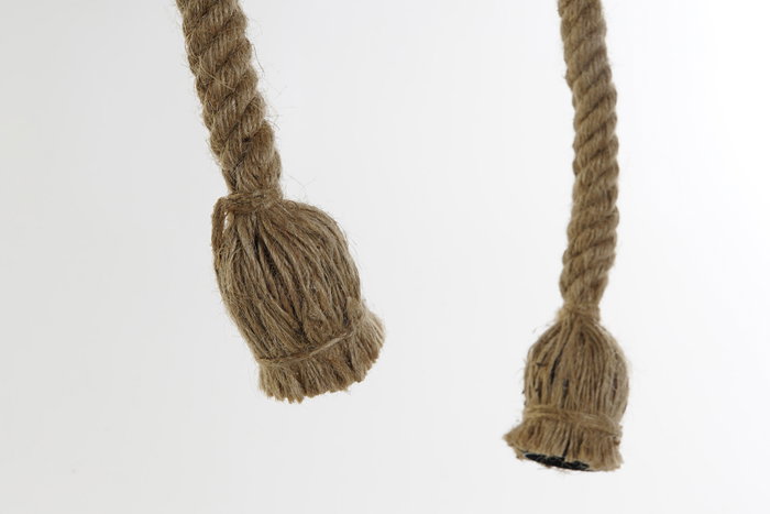 DKD Home Decor Lámpara de Techo de Bambú y Cuerda, 2 Bombillas, Marrón Claro